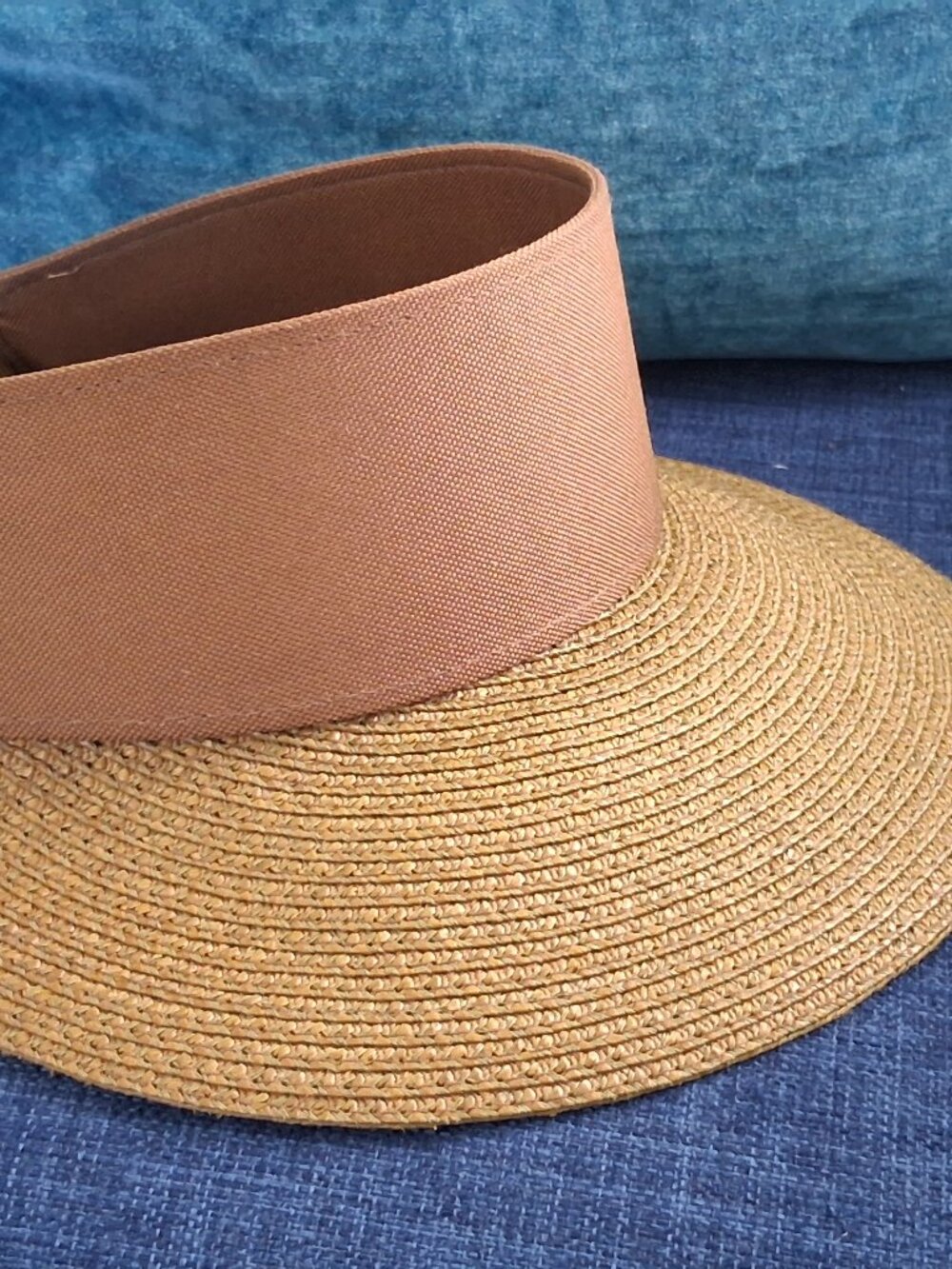 Eric Javits Wide Brim Straw Visor Sun Hat - Brown - Picture 3 of 11
